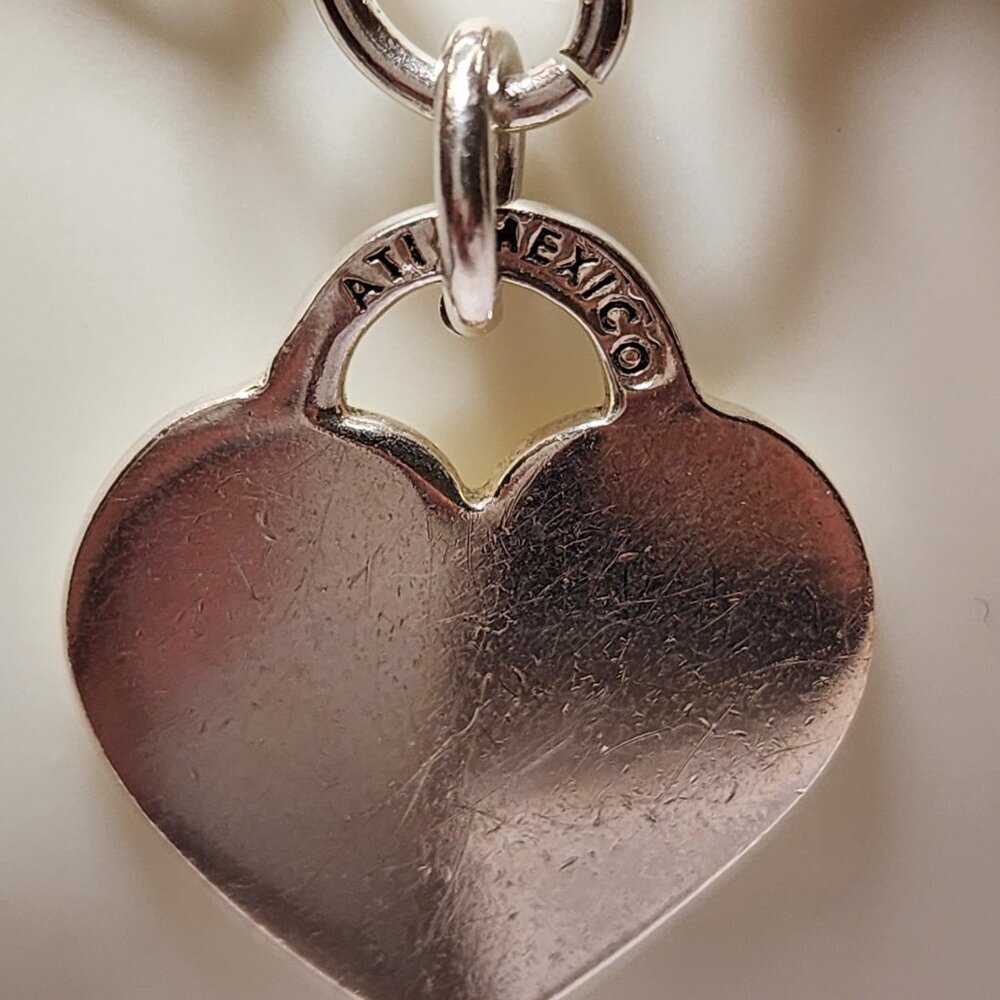 925 Silver Heart Charm Necklace - Picture 5 of 7